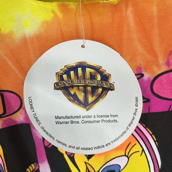 Looney Tunes T Shirt Size Large Vintage Tie Dye Warner Bros Tweety Bird 1996 - Picture 6 of 9